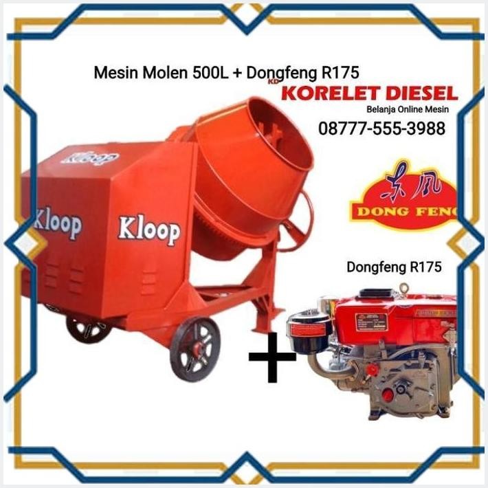 [KOR] MESIN MOLEN COR BETON 500L + DIESEL R175 DONGFENG
