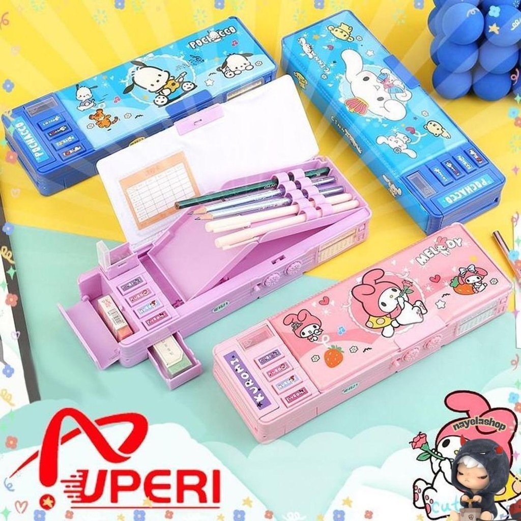 

Kotak Pensil/Bahan Tahan Air Kuromi Tempat Pensil Password /Multifungsi Lapis Ganda Berkapasitas Besar Lucu- Termasuk Rautan Pensil Kotak Alat Tulis Murah
