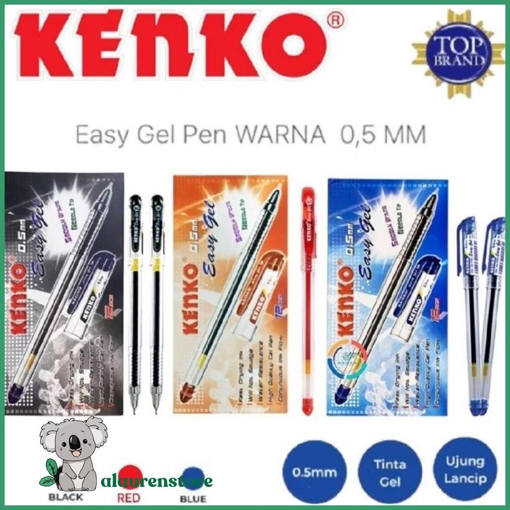 

Pulpen Gel Bolpen Pena Kenko Easy Gell 0,5Mm Hitam / Biru (1Pak = 12 Pc Promo
