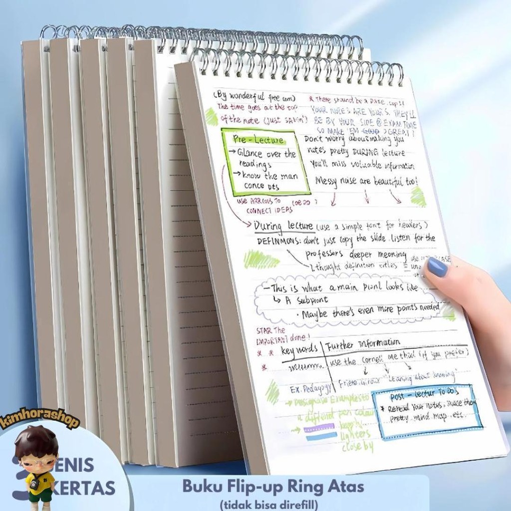 

[Day7.Id] Buku Flip Up Ring Atas Simple Bagus Cover Transparan Notebook Buku Sekolah Sale