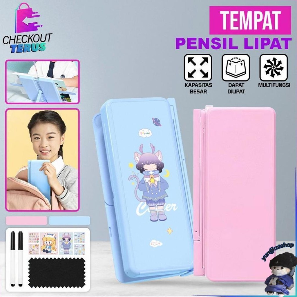 

Ct A73 Tempat Pensil 2In1 Multifungsi Pencil Case Book Holder Kotak Pensil Lipat Dengan Tatakan Buku Dan Papan Tulis PraktisAnakSekolah Murah