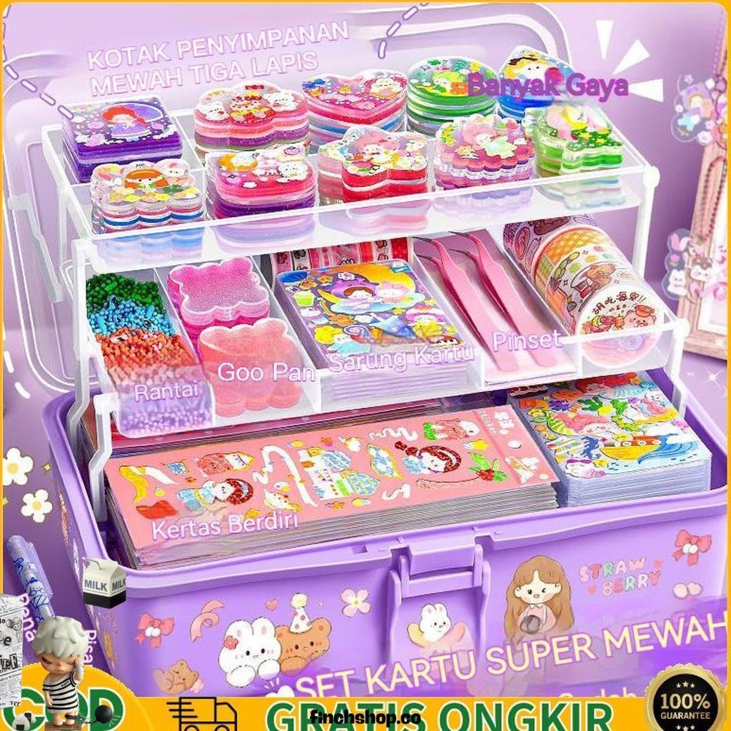 

Cod670Pcs Set Kartu Stiker Mewah Dengan Kotak Siswa Indah Dekoratif Diy Bahan Stiker Set Cod