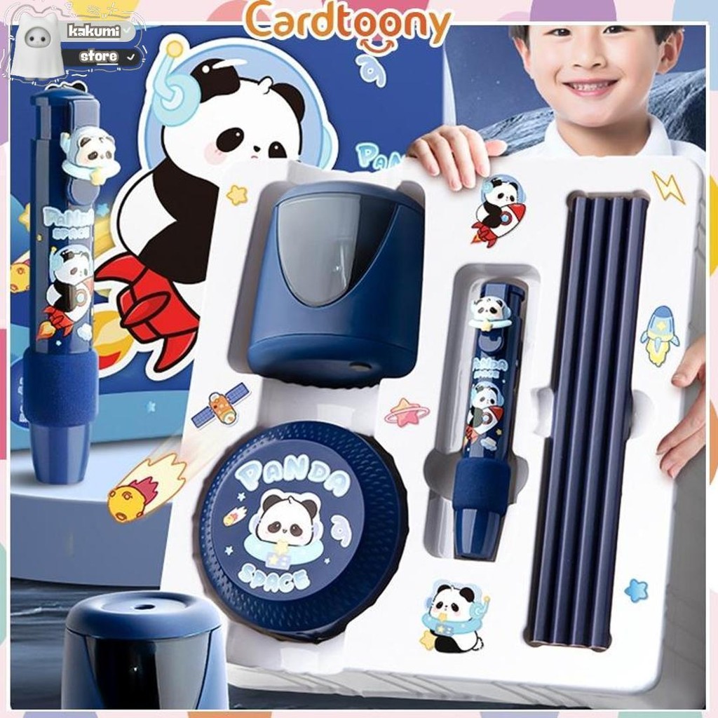 

Paket Set Alat Tulis Elektrik / Electric Stationery Set / Elektrik Rautan Penghapus Vacuum Pensil Lucu Astronot Imut Murah