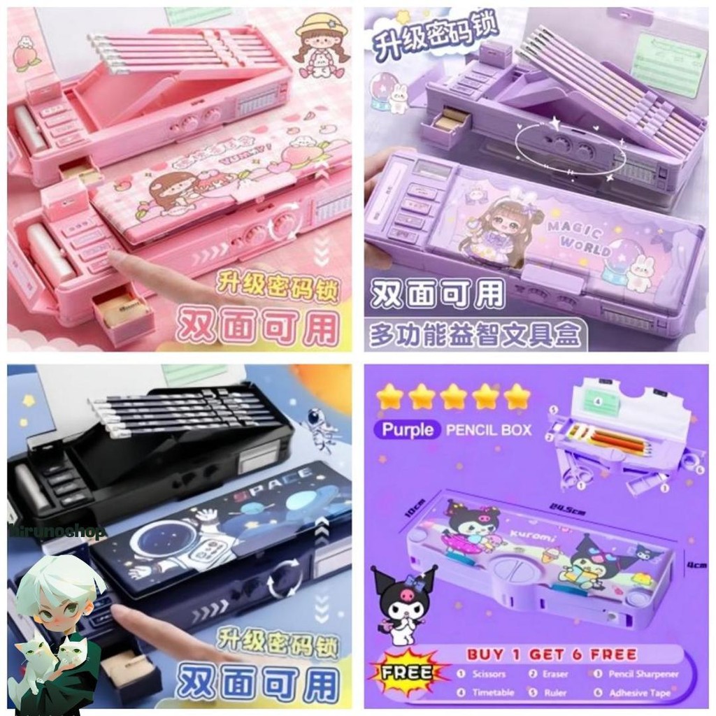 

Tempat Pensil Multifungsi Motif Unicorn / Dinosaurus / Astronot Untuk Anak Tk/Kotak Pensil Pola Kartun Lapisan Ganda Tunggal Dengan Rautan Kapasitas Murah