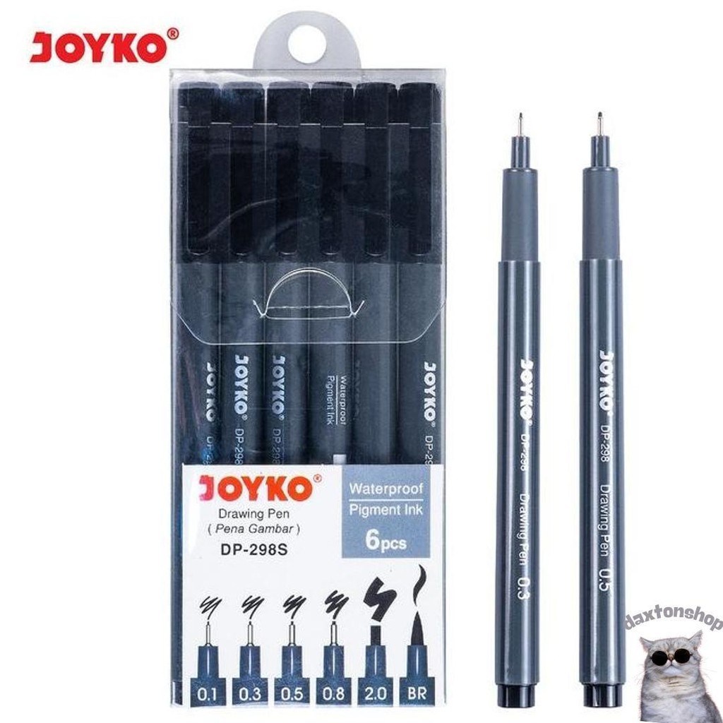 

Drawing Pen Joyko Dp-298S Hitam 1 Set 6 Pcs 0.1 0.3 0.5 0.8 2.0 Brush Diskon