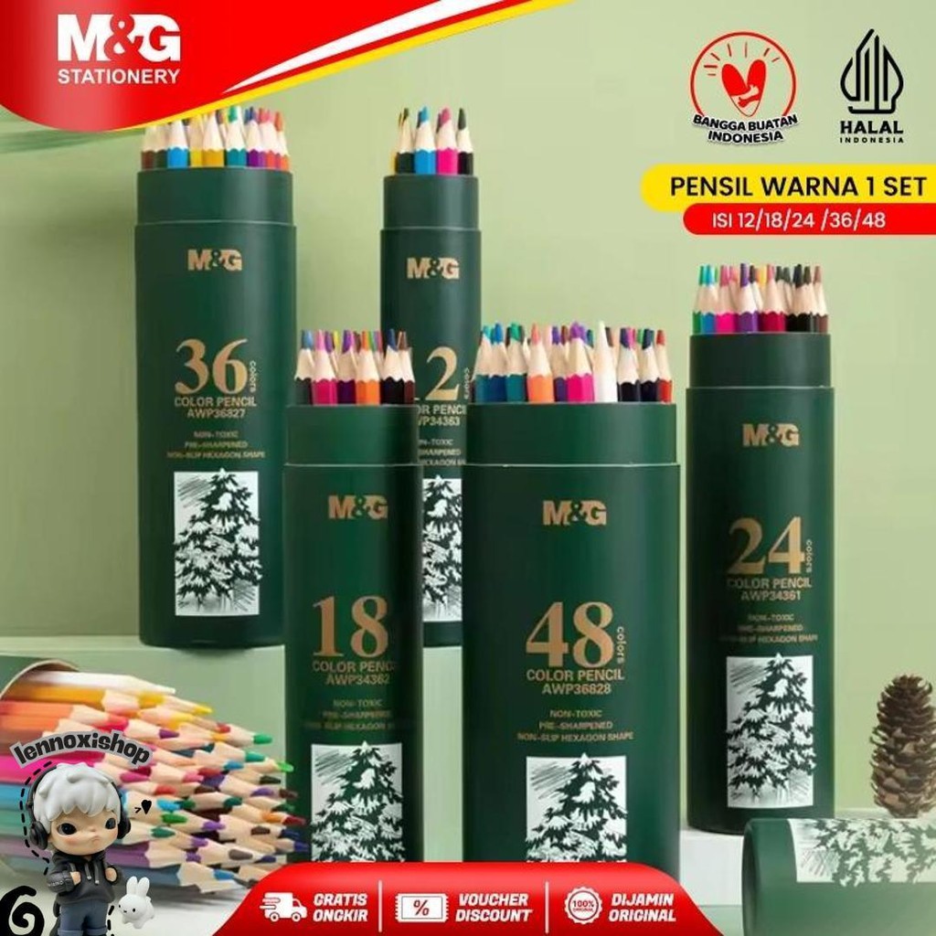 

M&G Pensil Warna 1 Set Isi 12/18/24 /36/48 Warna Cerah Tidak Mudah Patah Desain Hexagon Color Pencil Cocok Untuk Anak Sekolah Atau Profesional Diskon