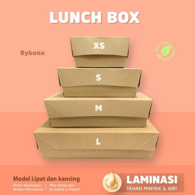 LUN BOX KRAFT LARGE PAPER TRAY PAPER KERTAS COKLAT KOTAK MAKAN KOTAK