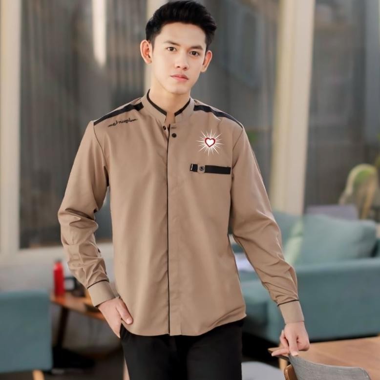 fg-87 Baju Koko putih Hati bersinar Lengan panjang Koko Psht Koko Hati Bersinar Rrcloth Berkualitas