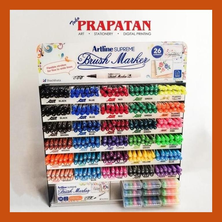 

[ PERALATAN LUKIS / GAMBAR ] ARTLINE SUPREME BRUSH MARKER 26 WARNA PACKING AMAN