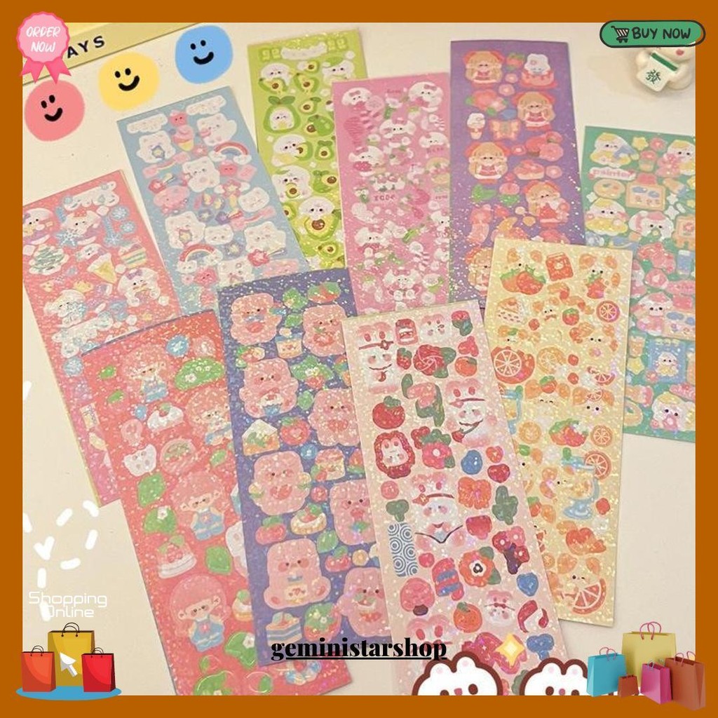 

! Sticker Isi 10-100 Stiker Diy Ukuran Lebih Besar Sticker Korea Glossy Pack Dekor Photocard Bisa Cod