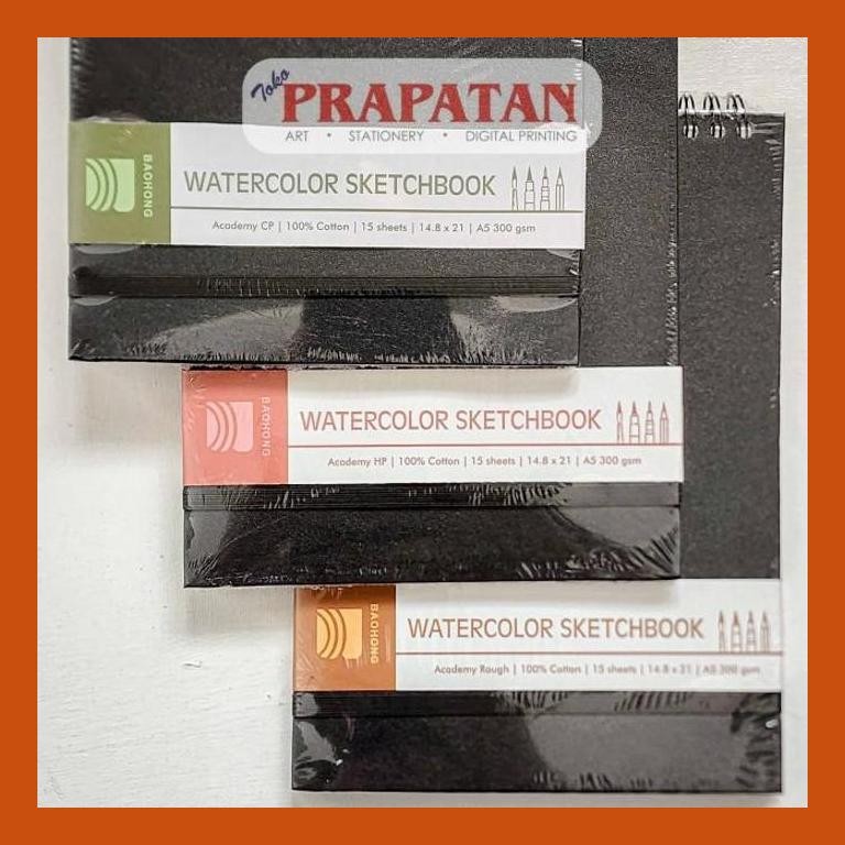 

[ PERALATAN LUKIS / GAMBAR ] BAOHONG ACADEMY SPIRAL WATERCOLOR BOOK | BUKU CAT AIR PACKING AMAN