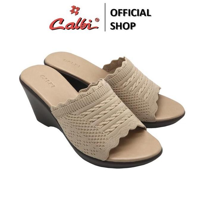 Sandal Wanita Remaja Kekinian Terbaru 2025 Deb 1926 Sandal Wedges Perempuan 7Cm Slip-On Rajut Formal