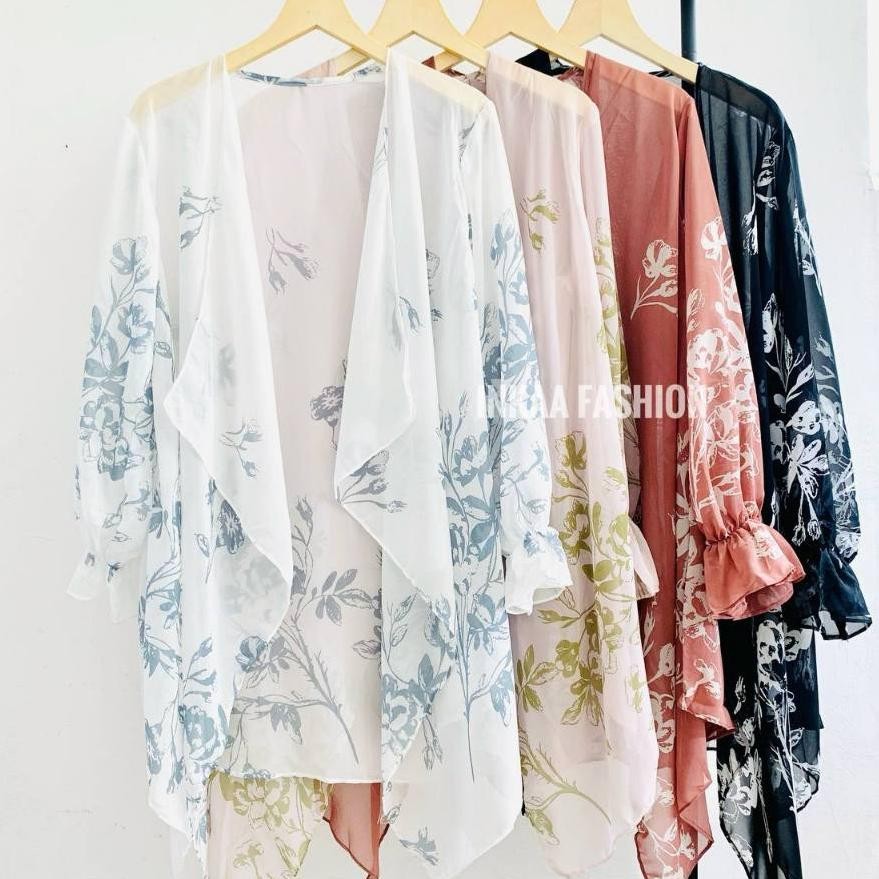 Outer Cardan Wanita Orean Tyle Motif Bunga Bahan Ceruty Cardi Overize