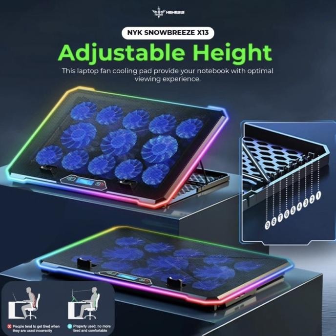 Nyk X13 Snowbreeze Cooler Laptop 13 Fan Cooling Pad For Notebook Up To 17 Inch , Kipas Pendingin Lap