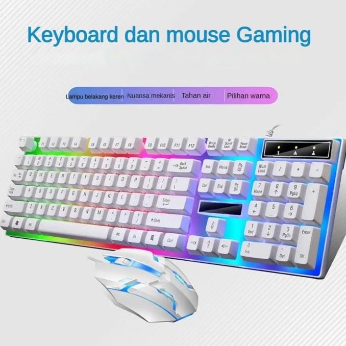 Keyboard Mouse Black Panther Rgb - Putih New Stok