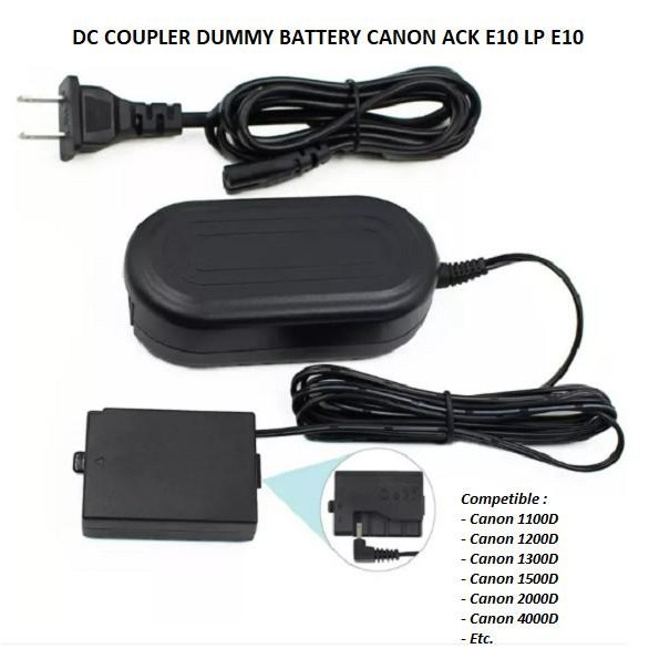 TERBARU - Power Adapter Dummy Battery ACK-E10 LP E10 for Canon EOS 1300D 1500D