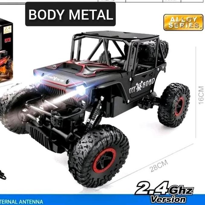 ORIGINAL RC JEEP OFFROAD 4WD MAINAN REMOTE CONTROL BODY METAL BATREI CAS LAMPU LED PENGENDALI JARAK 
