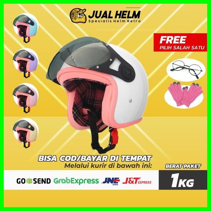 SALE Helm Sada Rosa New Flanel | Bogo Retro | Jual Helm Kaca Kacamata