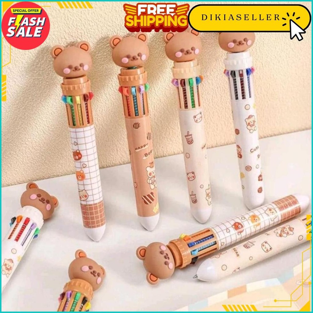 

Pulpen 10 Warna Pena Motif Beruang Pulpen Karakter Teddy Bear Bisa Cod