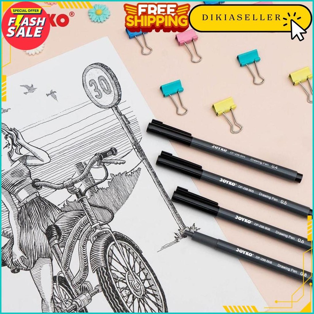 

Drawing Pen Satuan Joyko Dp-298 Hitam / Pena Gambar Waterproof Pigment Ink Siap Kirim