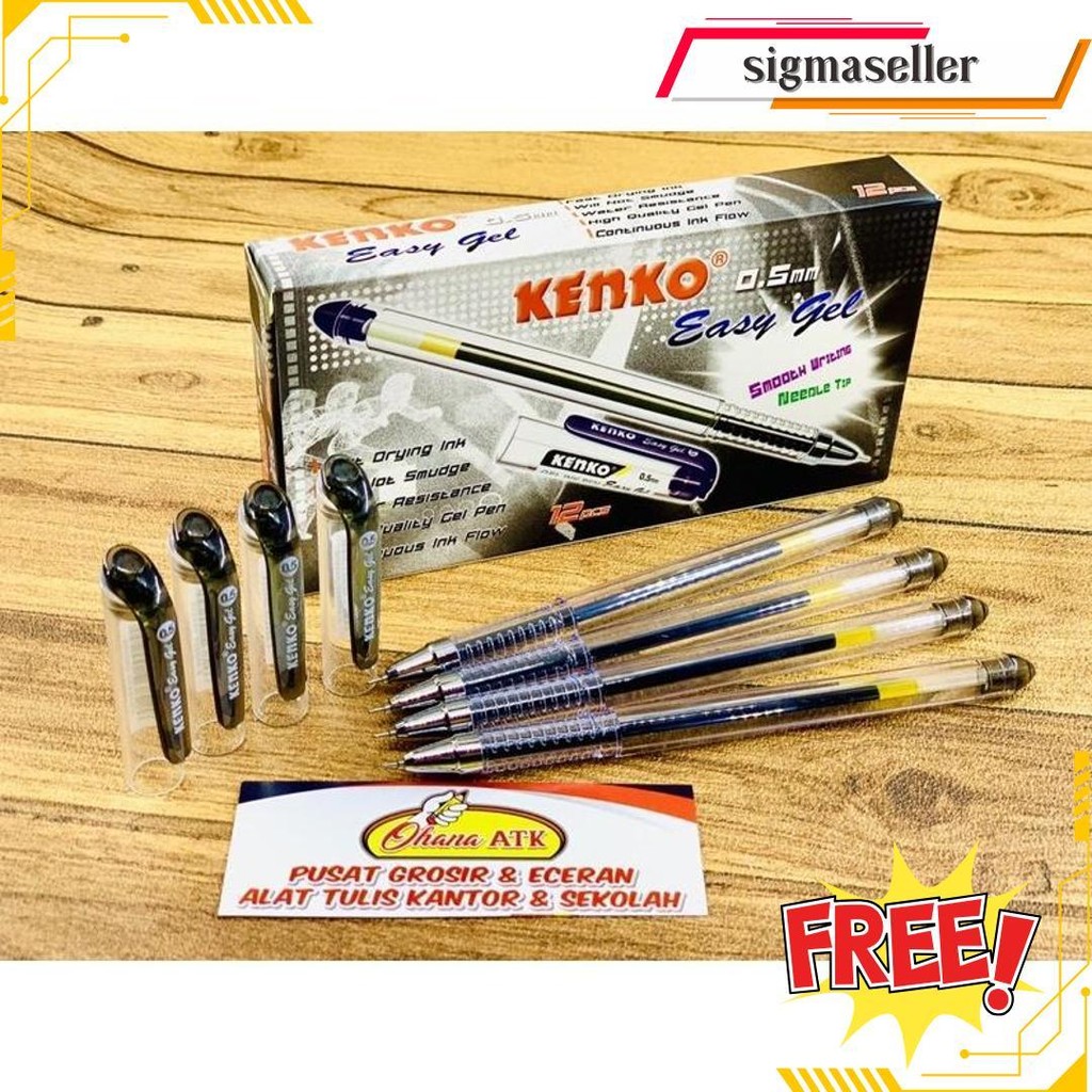 

(1Pak) Pulpen / Gel Pen Kenko Easy Gel 0,5 Mm / Lusin 12Pcs Gratis Ongkir