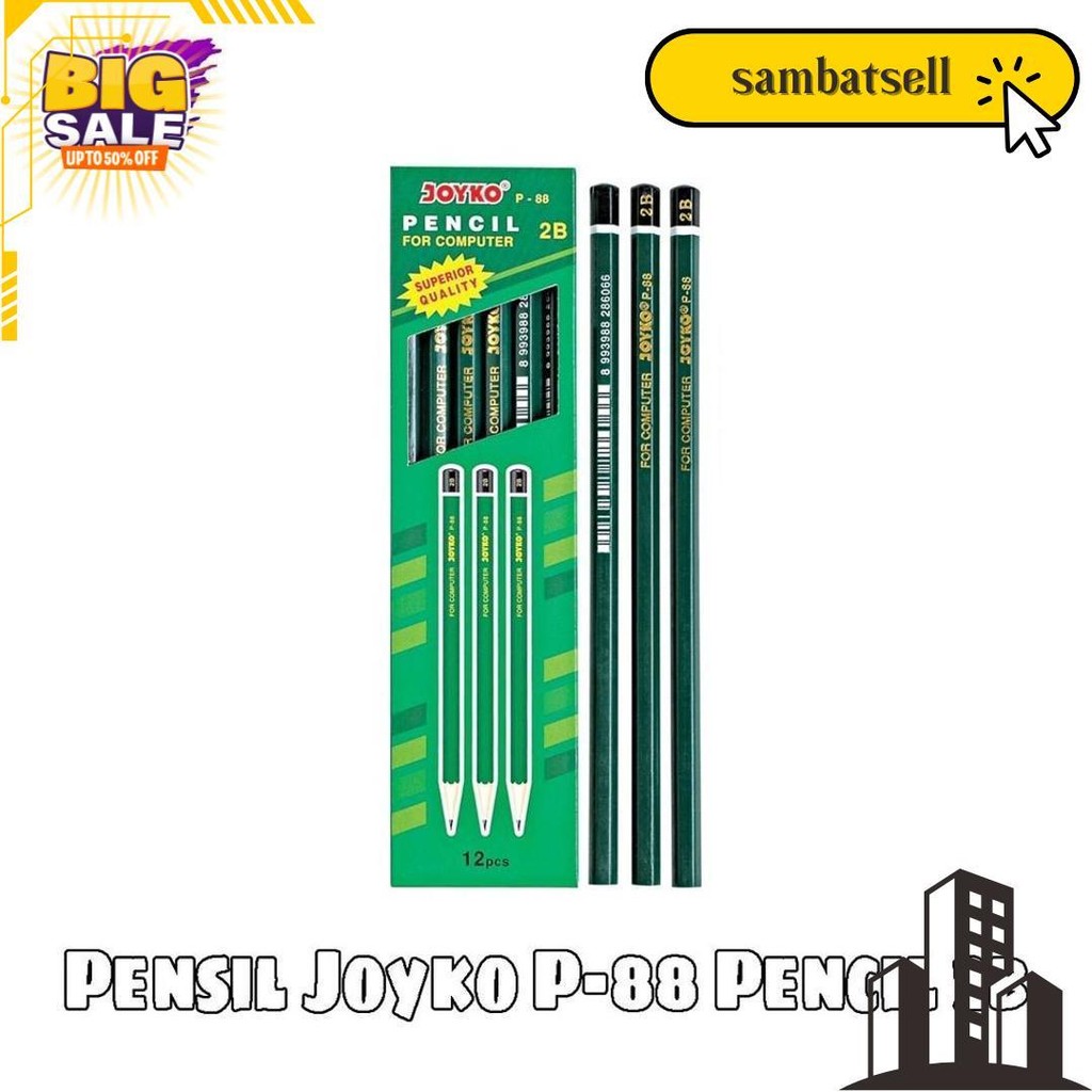 

12 Pcs Pensil Komputer 2B Joyko P-88 Terlaris