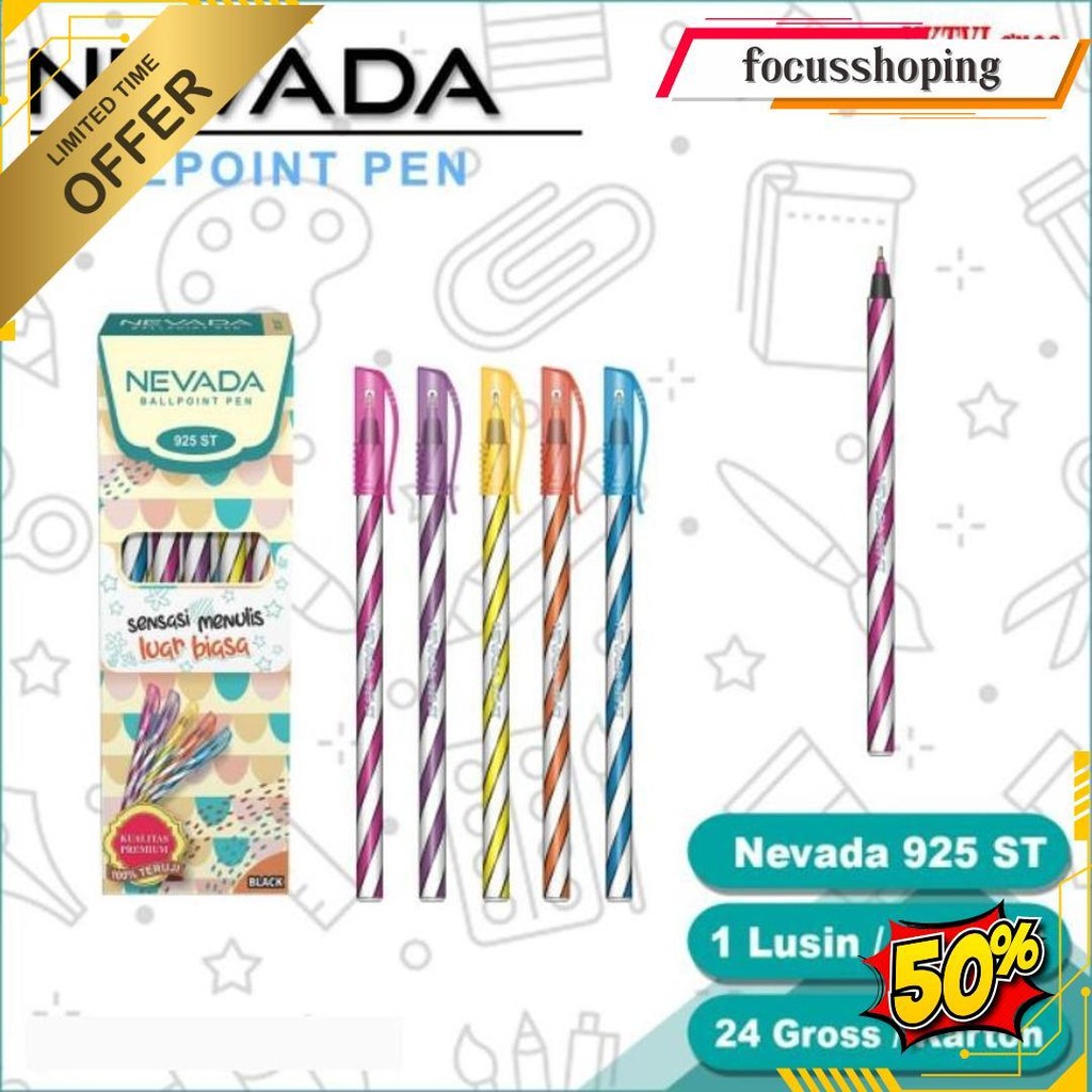 

Bolpen Ulir Nevada Tidak Macet Isi 12 Pcs Bisa Cod