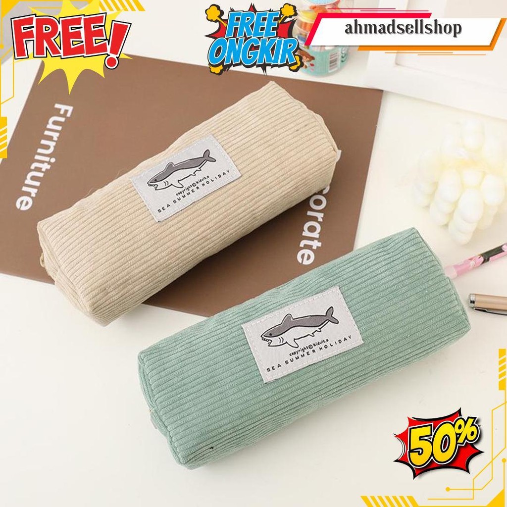 

Tokotab - Sharkie Tempat Pensil Corduroy Hiu Lucu Korduroi Kotak Alat Tulis Pencase Cosmetic Pouch Bag Pencil Case Pouch Aesthetic Kain Cod