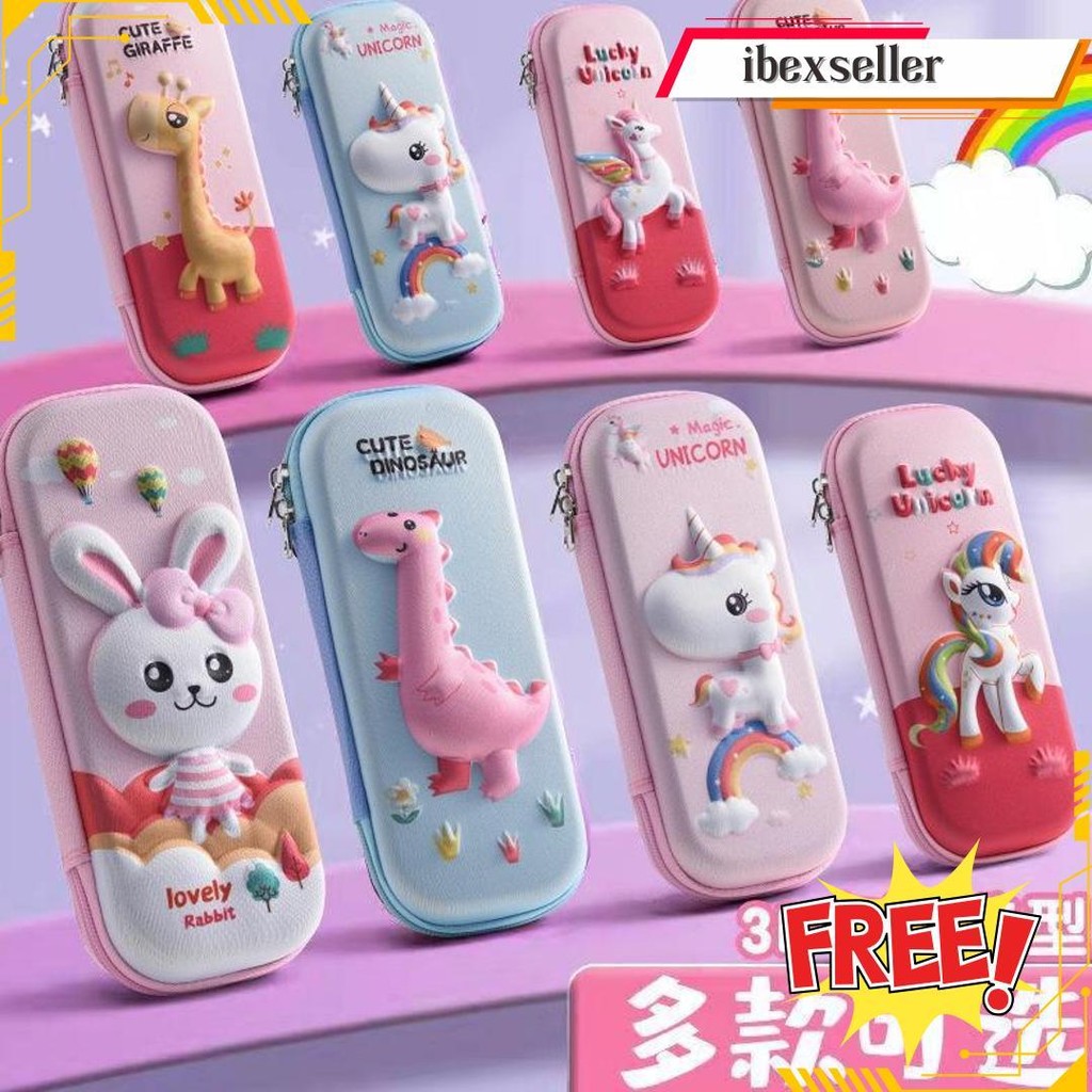

Tempat Kotak Pensil Timbul 3D Lucu Imut Astronot Kelinci Dino Unicorn Kuda Bear Cute Pensil Case Bisa Cod