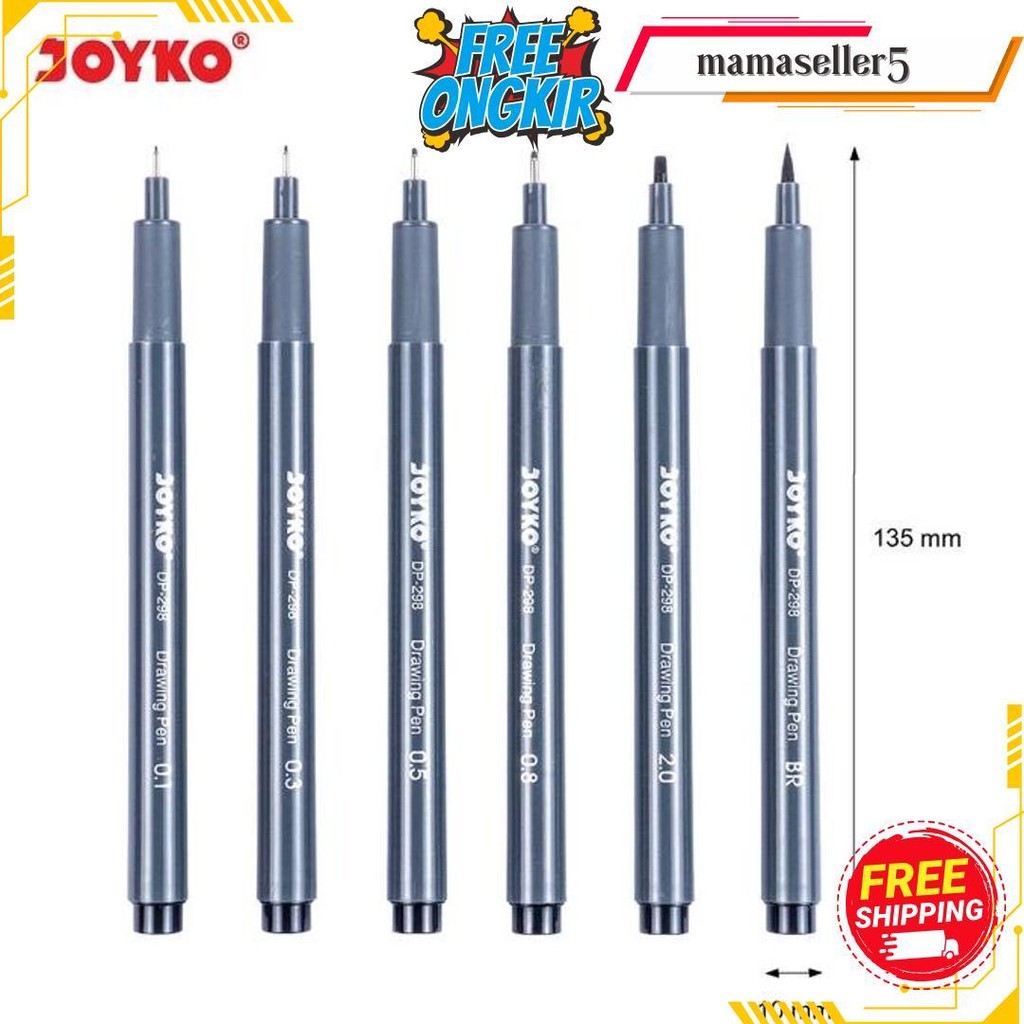

Joyko Drawing Pen Set 6 (Dp-298S) Tip Beragam 0.1Mm - Brush Termurah Banget