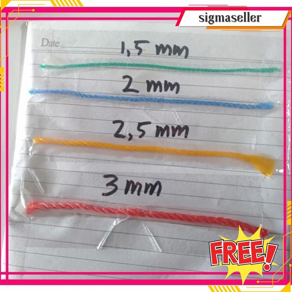 

Gprt (20Meter) Tali Tampar 1Mm 1,5Mm 2Mm 2,5Mm 3Mm 4Mm 5Mm Kualitas Super Tali Tambang Original Produk