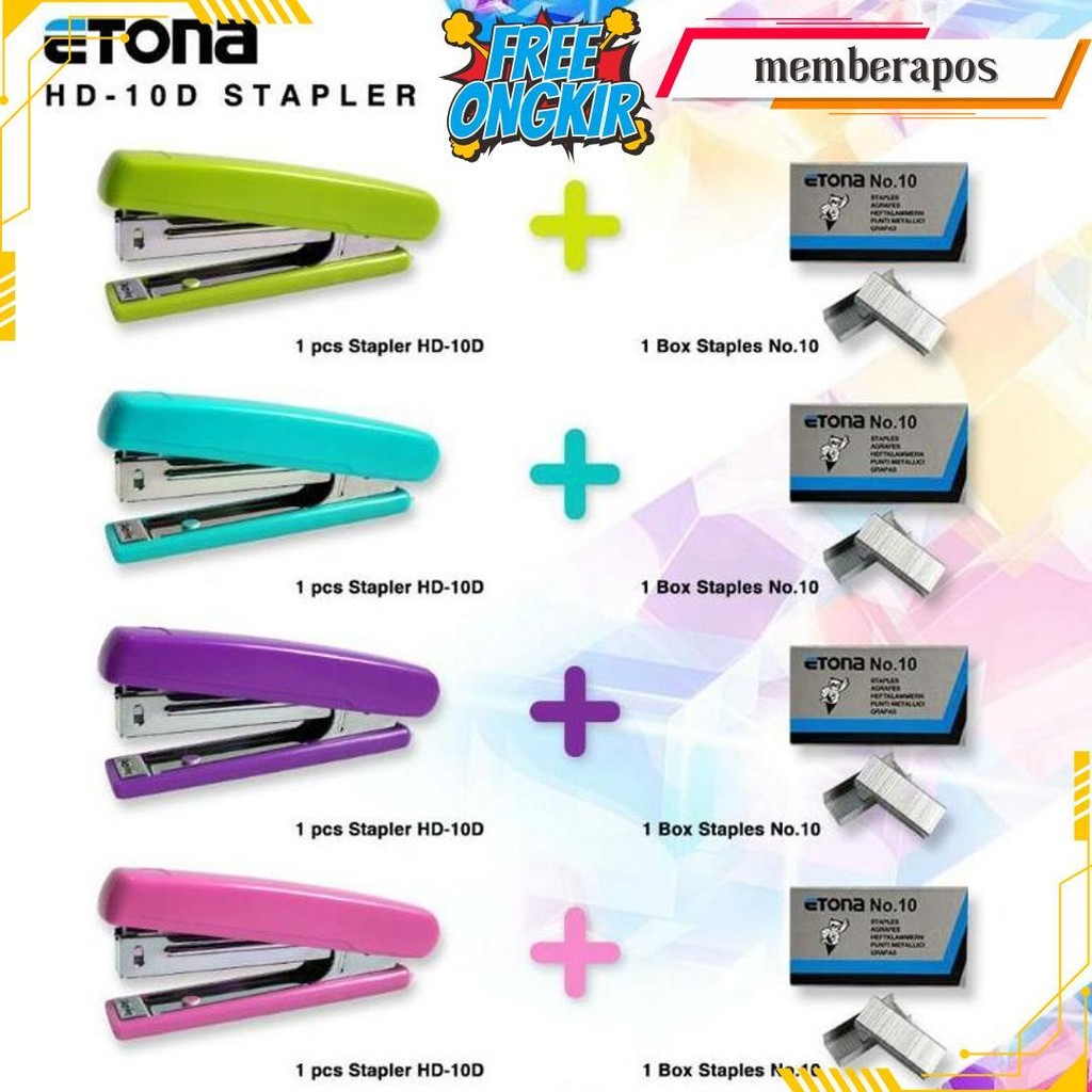 

Stapler Etona Hd10D + Isi Warna Baru. Paket Lengkap Ekonomis. Warna Random! Cod