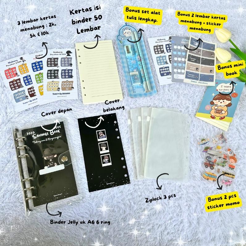 

TERLARIS Paket Binder Keuangan Nabung Murah Lengkap Super Lucu A6, Binder Keuangan Lengkap uk-80