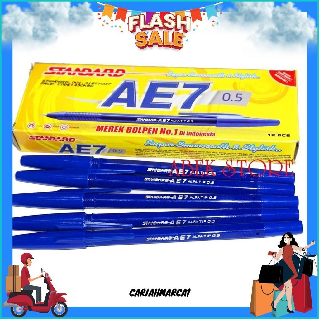 

Bolpen Pulpen Standard Ae7 / Ae-7 0.5 Mm Tinta Biru Isi 12 Pcs Cod