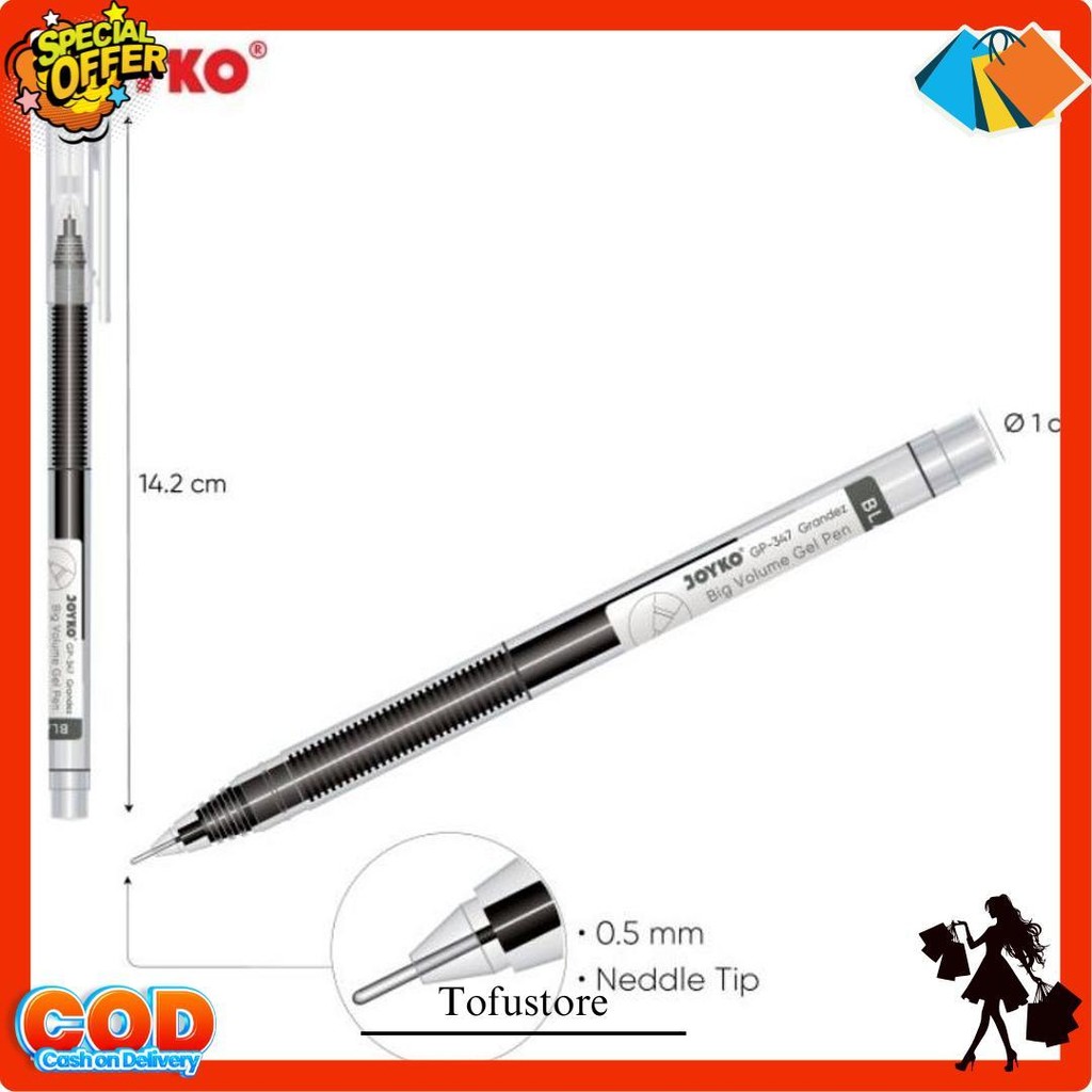

1 Lsn / 12 Pcs Gel Pen Pulpen Pena Joyko Gp-347 Grandez 0.5 Mm Termurah Banget