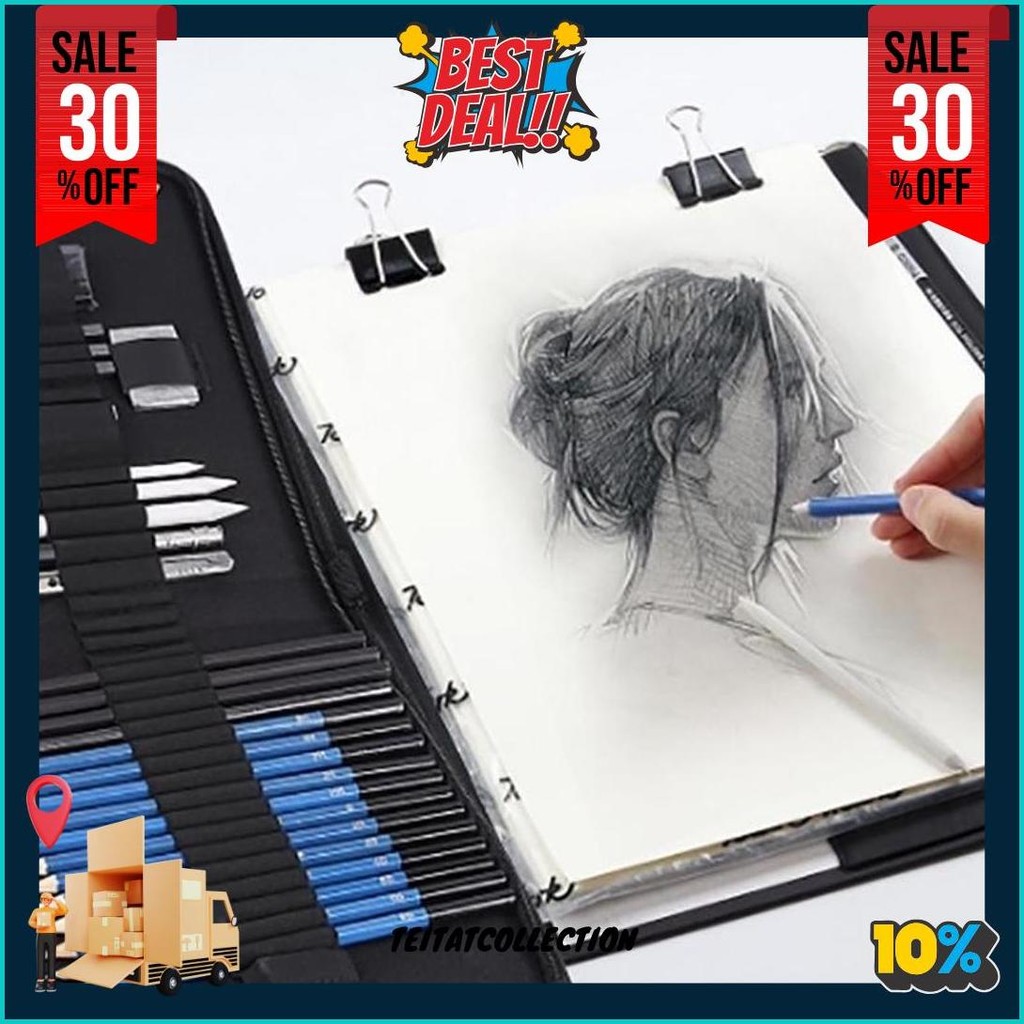 

33/35Pcs/Set Sketch Pencil Pisau Penghapus Dan Pensil Gambar Untuk Keperluan Sekolah Pencil Drawing Set Bisa Cod