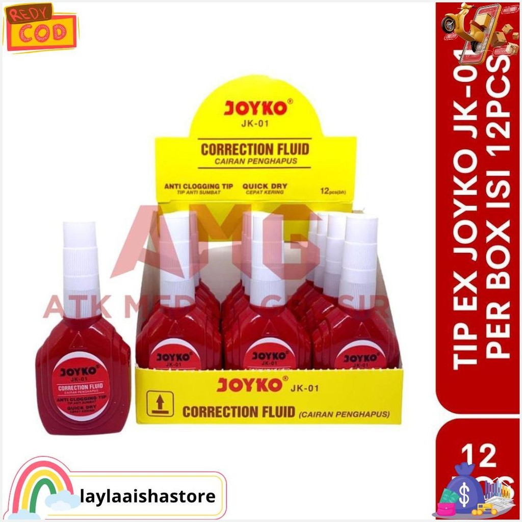

Tip Ex Correction Joyko Merah Jk-01 Per Box Isi 12Pcs Bisa Cod