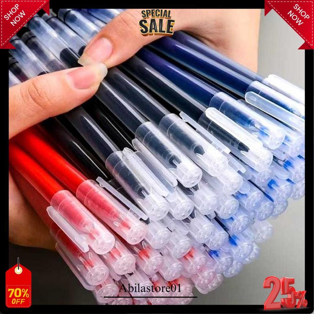 

12Pcs Pulpen Gel 0.5 Lusinan Tinta Halus Anti Kebocoran Terlaris