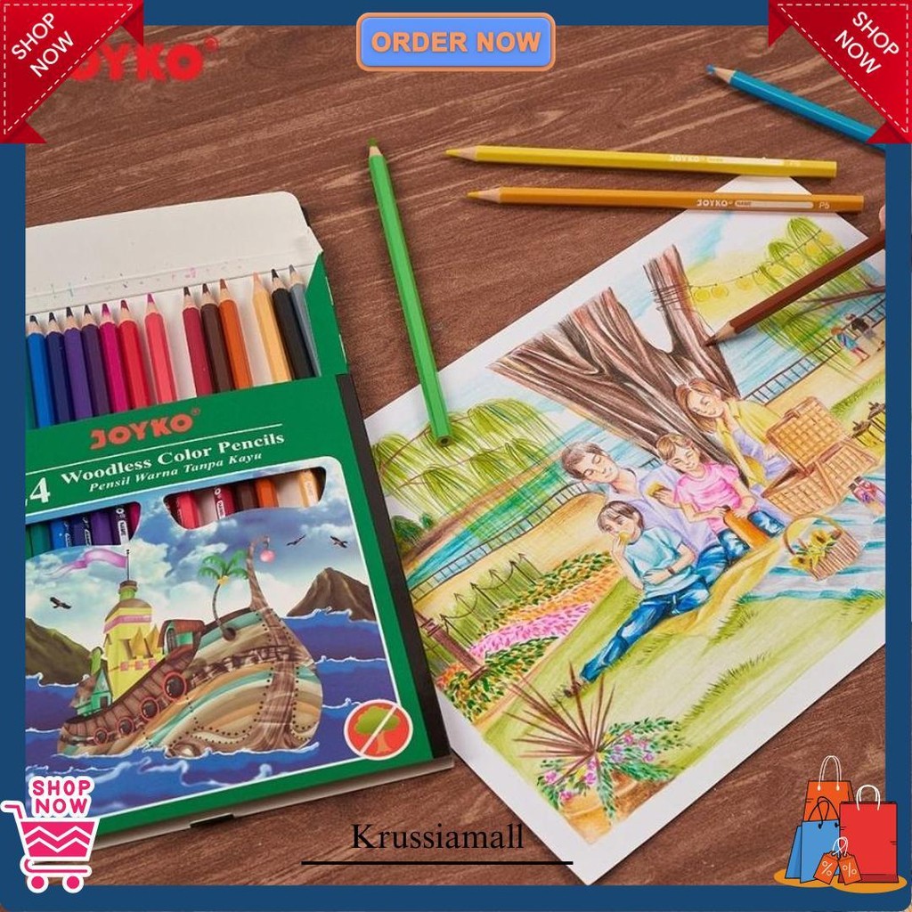 

Joyko Cp-104 24 Woodles Color Pencils Pensil Warna 24 Pensil Panjang Terlaris