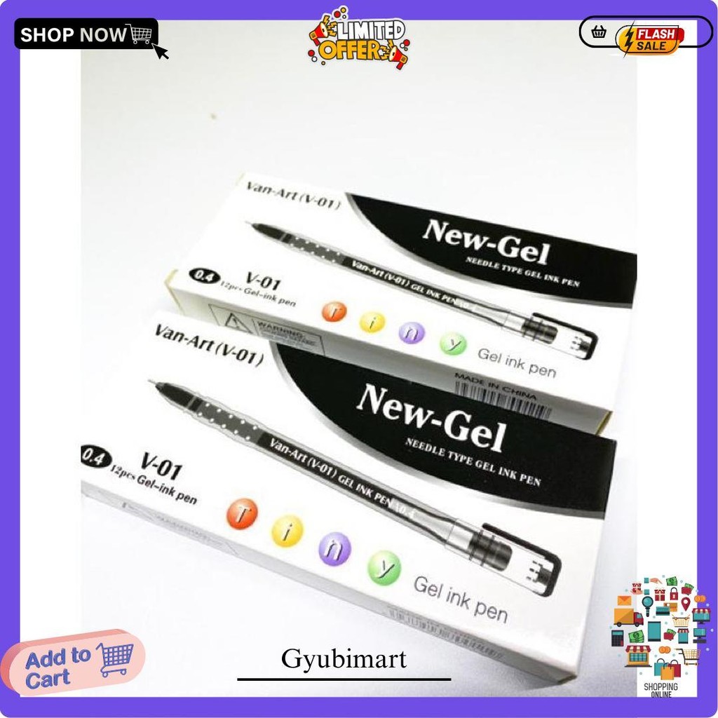 

(12 Pcs) Pulpen New Gel Van Art/ Safari, Gel Pen Newjell Zuixua Original Produk