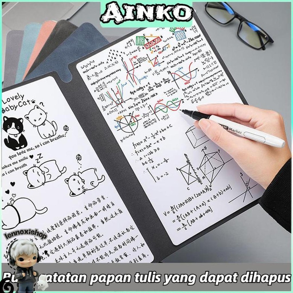 

Papan Tulis Portable A5 Whiteboard Notebook Pu Leather With Pen Draf Buku Notepad Promo