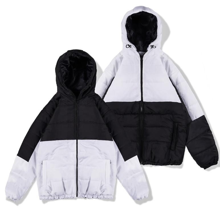 TERLARIS Jaket Puffer Hoodie Kombinasi Motif Distro TNA t-56