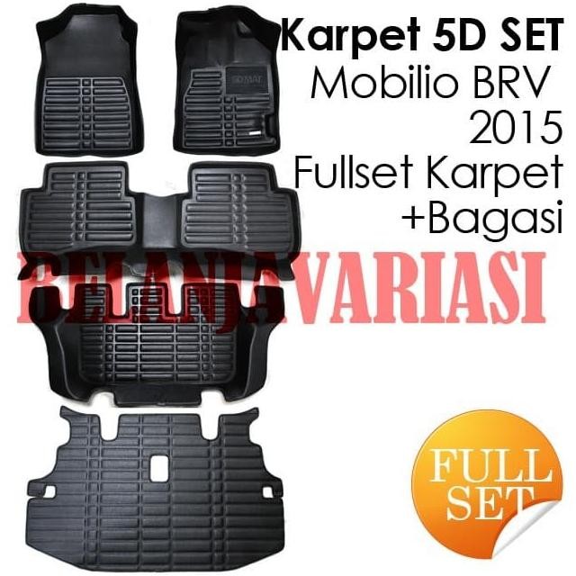 FULLSET Karpet 5D Honda BRV Mobilio 2015 + Bagasi Daytona