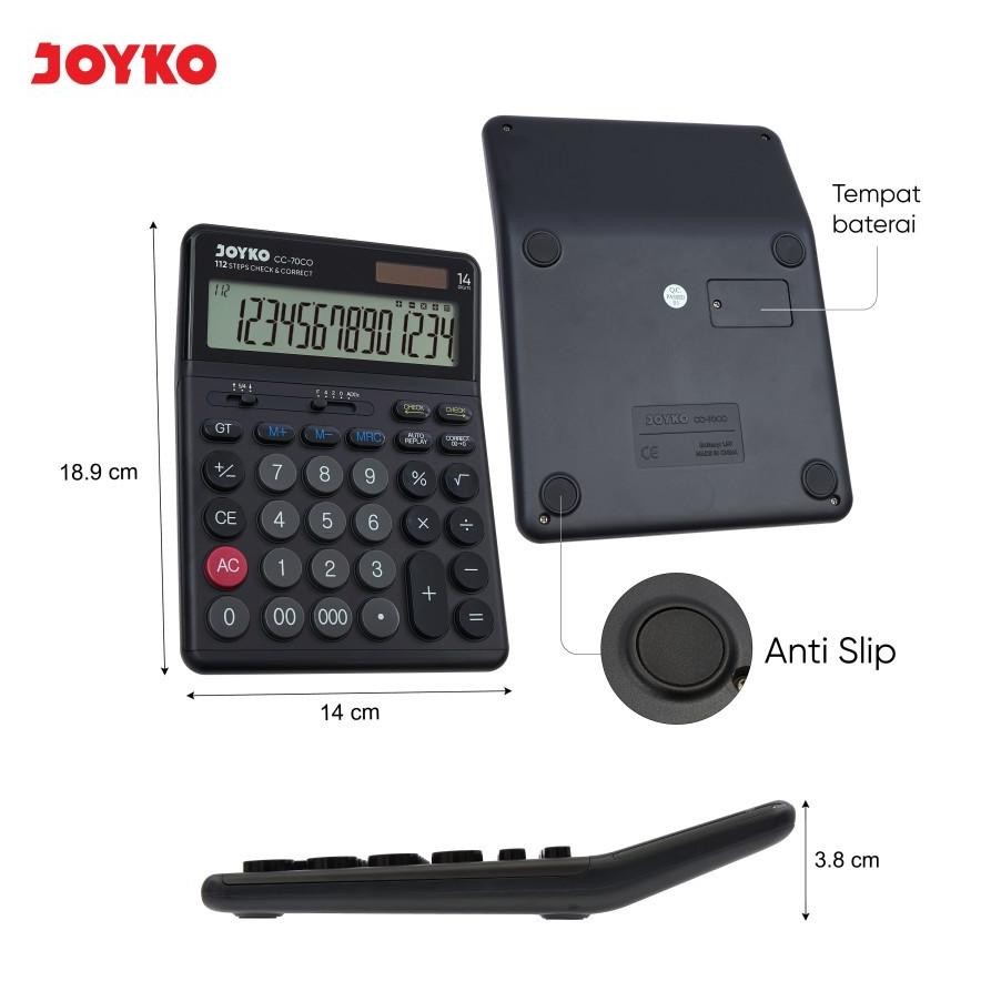

fb-43 JOYKO CC 70CO CHECK & CORRECT CALCULATOR - Kalkulator With Alumunium Surface 14 Digit Cek ulang Viral