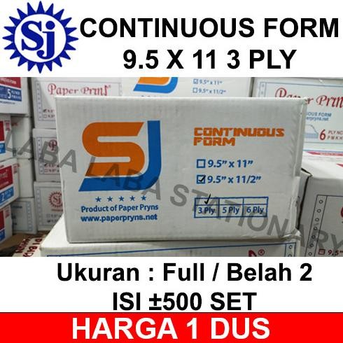 

TERMURAH - KERTAS CONTINUOUS FORM 3 PLY 9.5 X 11 SJ PAPER PRINT A4 / RANGKAP