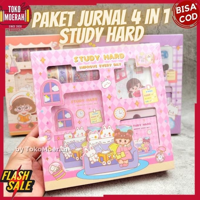 

Sale!! Paket Jurnal 4 In 1 S001 Study Hard Buku Stiker Lucu Unik 4 In 1