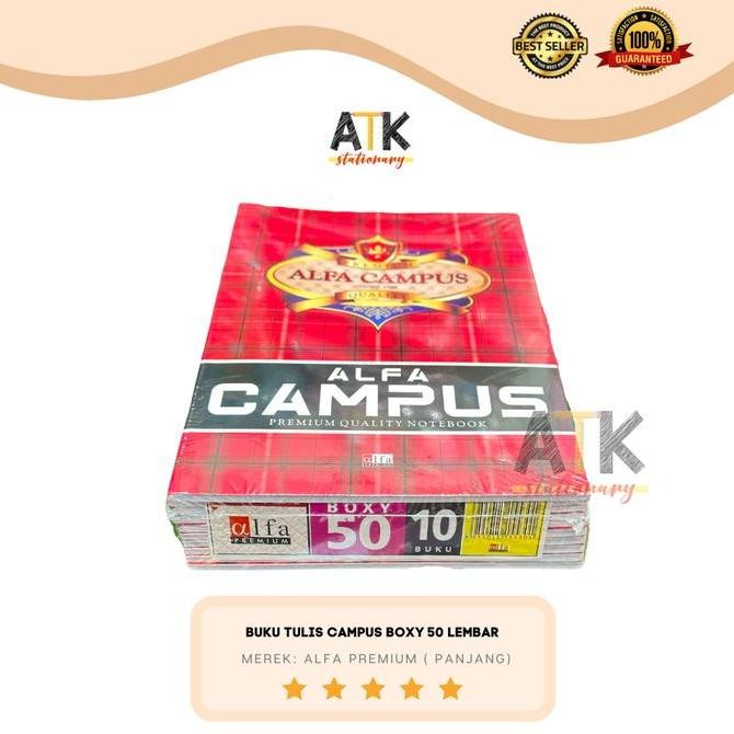 

New!! Buku Tulis Boxy Alfa Campus 50 Lembar Premium 1 Pack ( 10 Buku) Atk