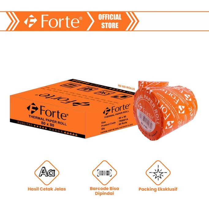 

NEW [Forte] [Ctn/60pcs] Kertas Thermal Struk Roll Kasir 80x80