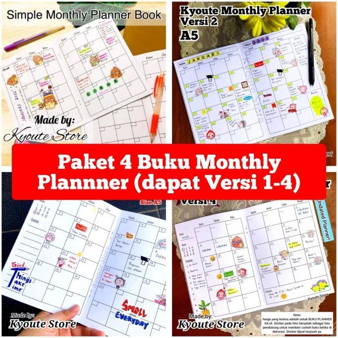 

Promo!! Paket 4 Buku Monthly Planner Versi 1-4 Kyoute A5 Schedule Agenda Book