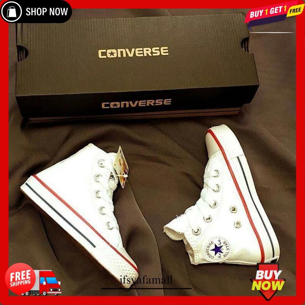 Terbaru Sepatu Sekolah Anak Sd Converse Alstar Hitam Garis Putih Ukuran 31-35 Terlaris